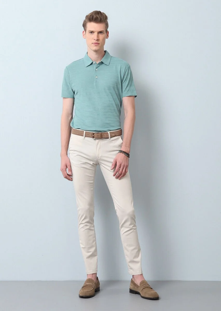 Açık Yeşil Polo Yaka %100 Pamuk T-Shirt - 2