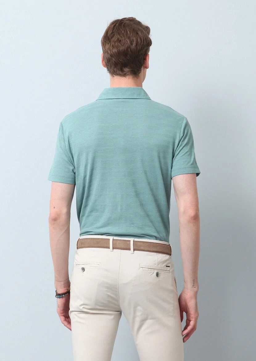 Açık Yeşil Polo Yaka %100 Pamuk T-Shirt - 5