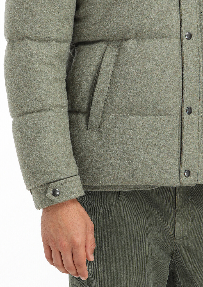 Açık Yeşil Regular Fit Kapüşonlu Casual Örme Kaban - 6
