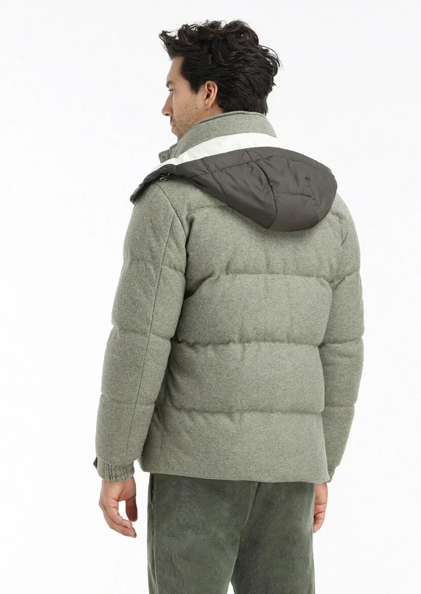 Açık Yeşil Regular Fit Kapüşonlu Casual Örme Kaban - 7