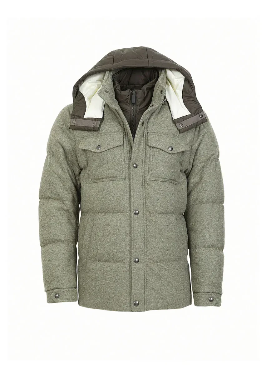 Açık Yeşil Regular Fit Kapüşonlu Casual Örme Kaban - 8