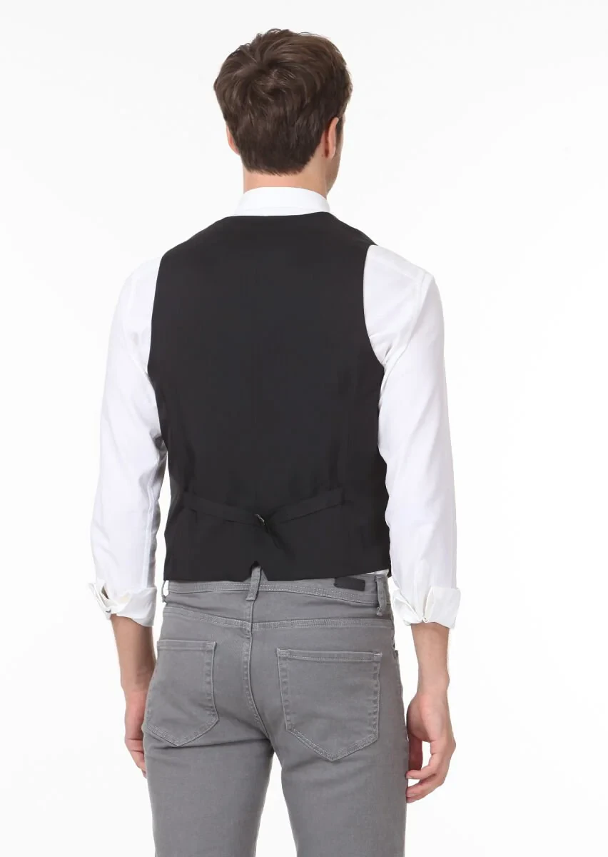 Antrasit Baskılı Casual Yelek - 4