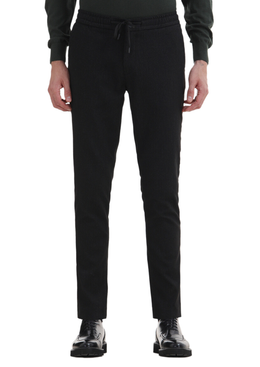 Antrasit Çizgili Dokuma Jogging Fit Casual Pantolon 