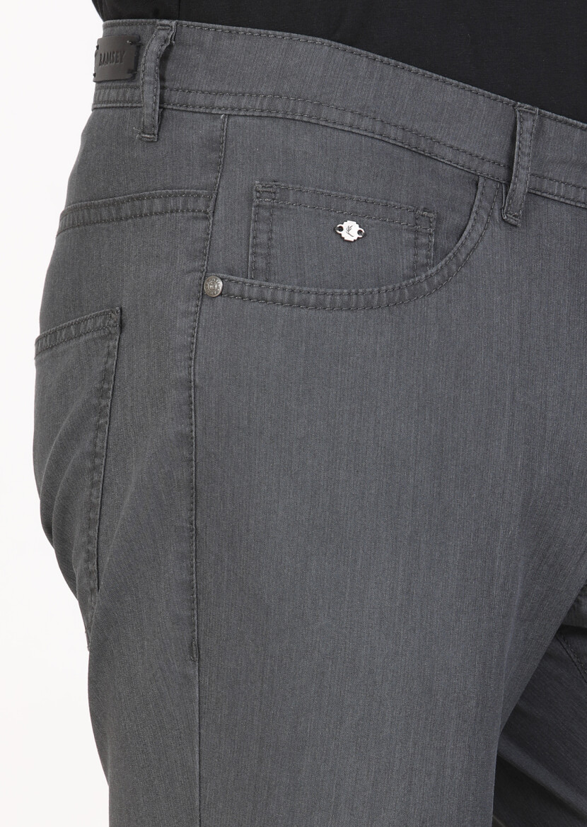 Antrasit Çizgili Dokuma Slim Fit Casual Pantolon - 3