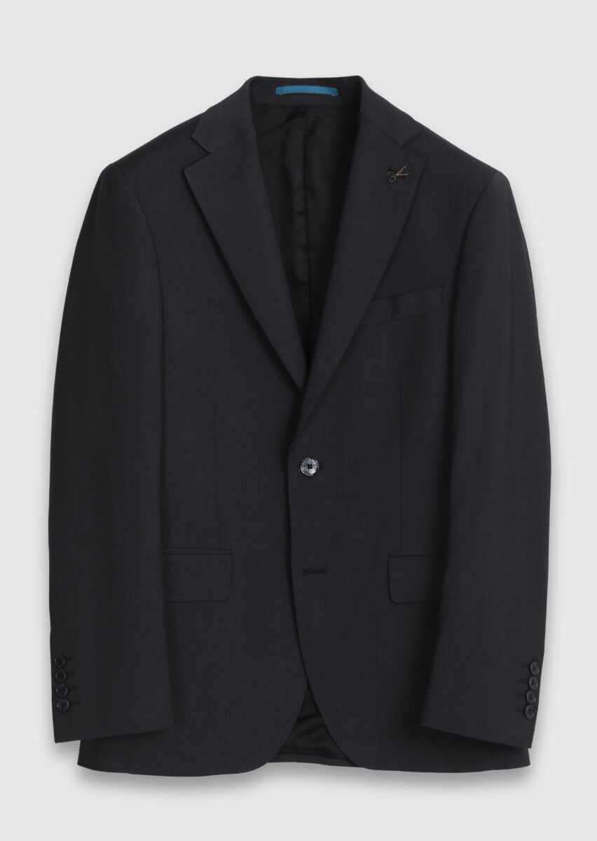 Antrasit Çizgili Modern Fit Yün Karışımlı Takım Elbise - 5