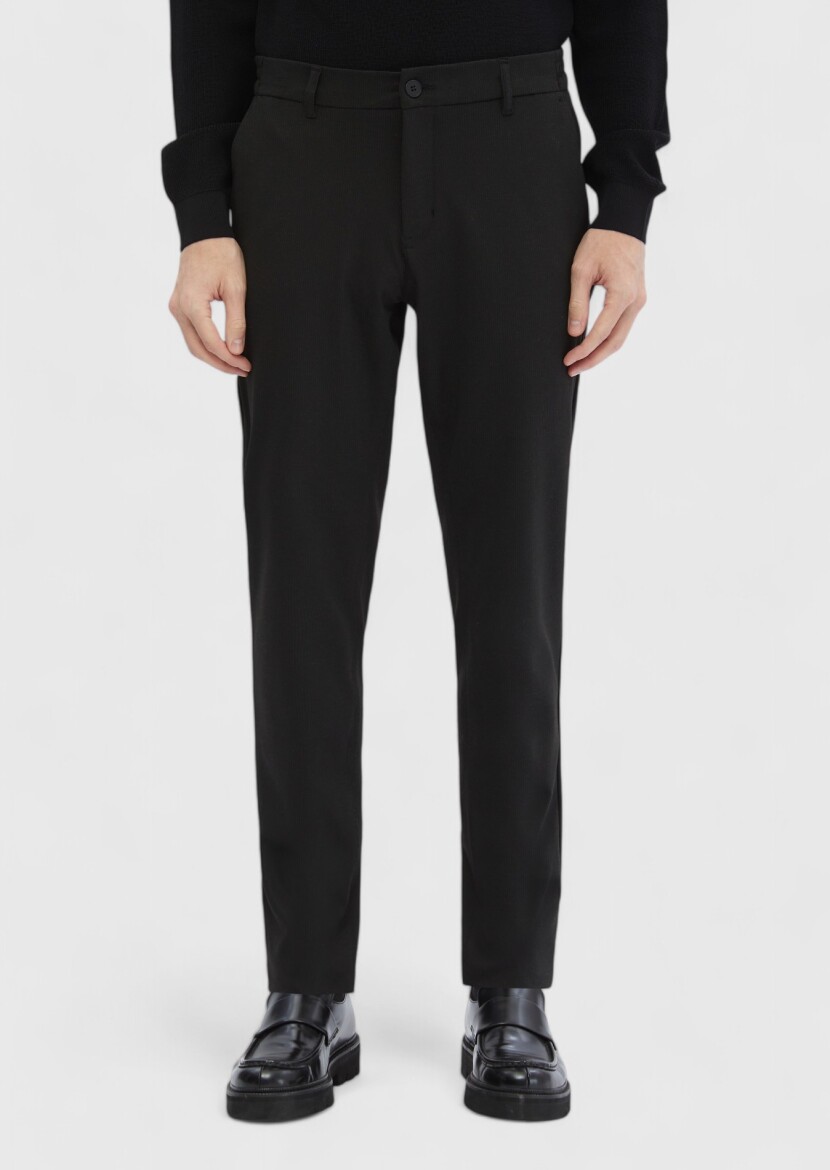 Antrasit Çizgili Örme Jogging Fit Casual Pantolon - 1