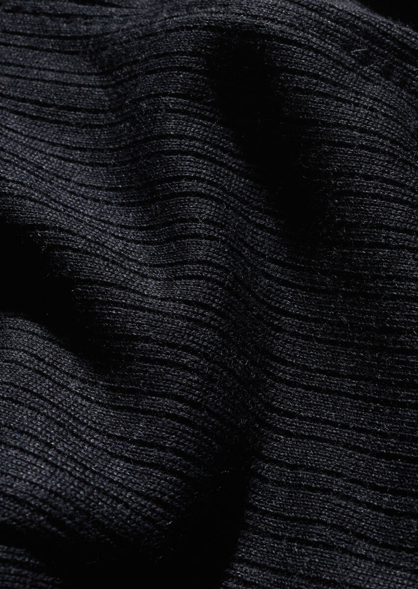 Antrasit Çizgili Shirt Shoulder Slim Fit Yün Karışımlı Örme Ceket - 6