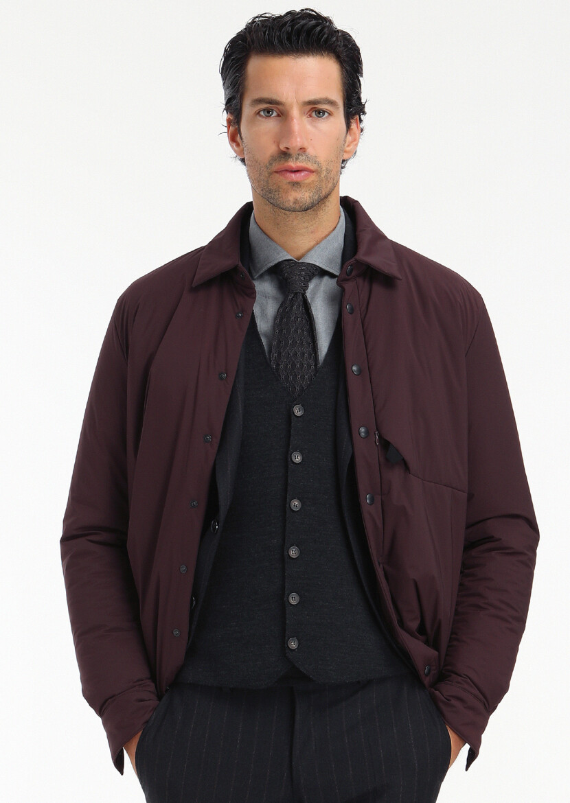 Antrasit Çizgili Zeroweight Slim Fit Yün Karışımlı Takım Elbise - 3