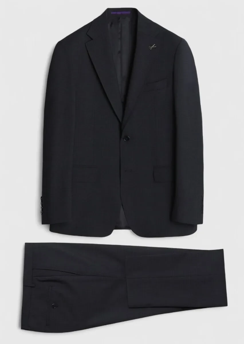 Antrasit Çizgili Zeroweight Slim Fit Yün Karışımlı Takım Elbise - 1