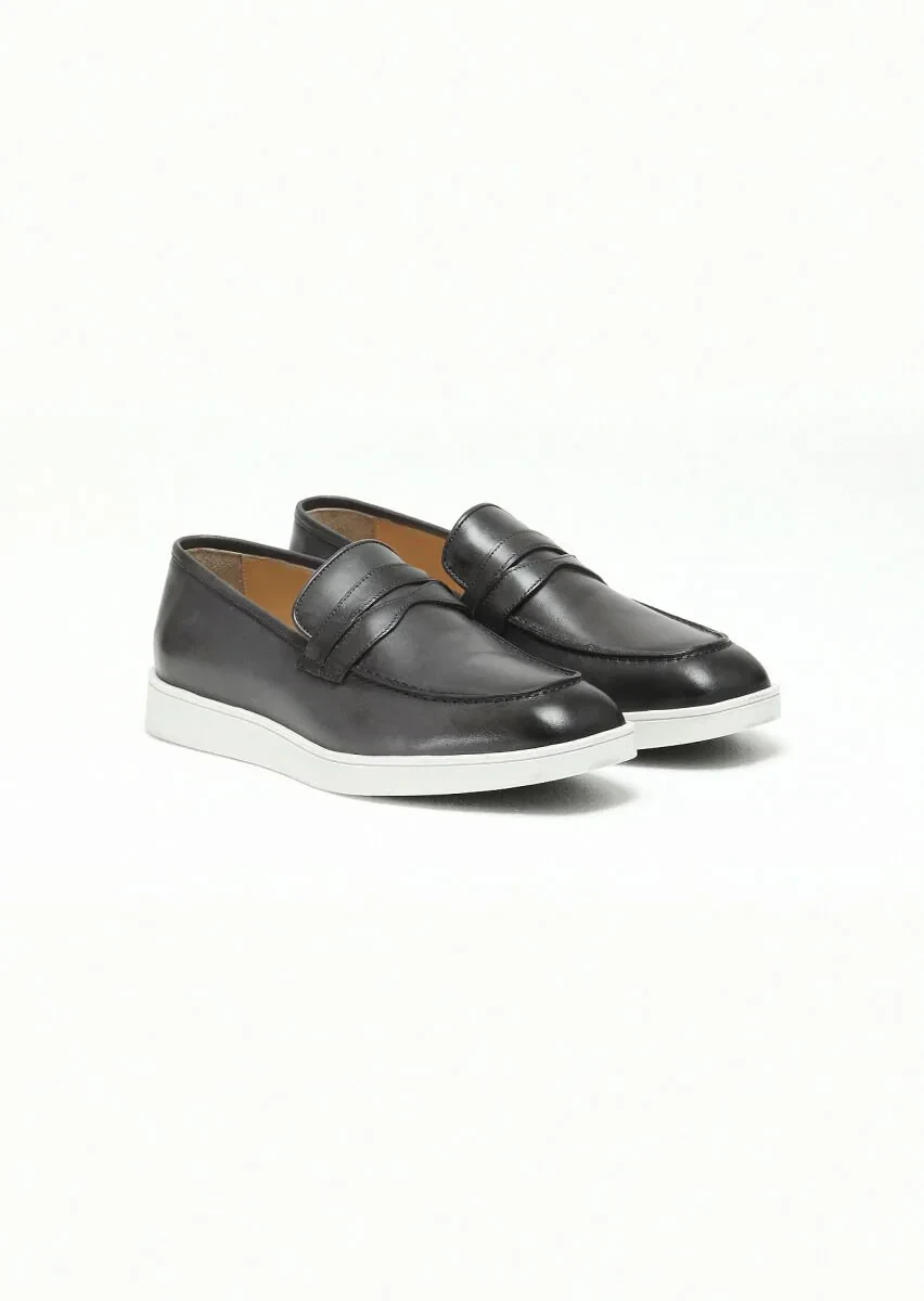 Antrasit Deri Casual Loafer - 2
