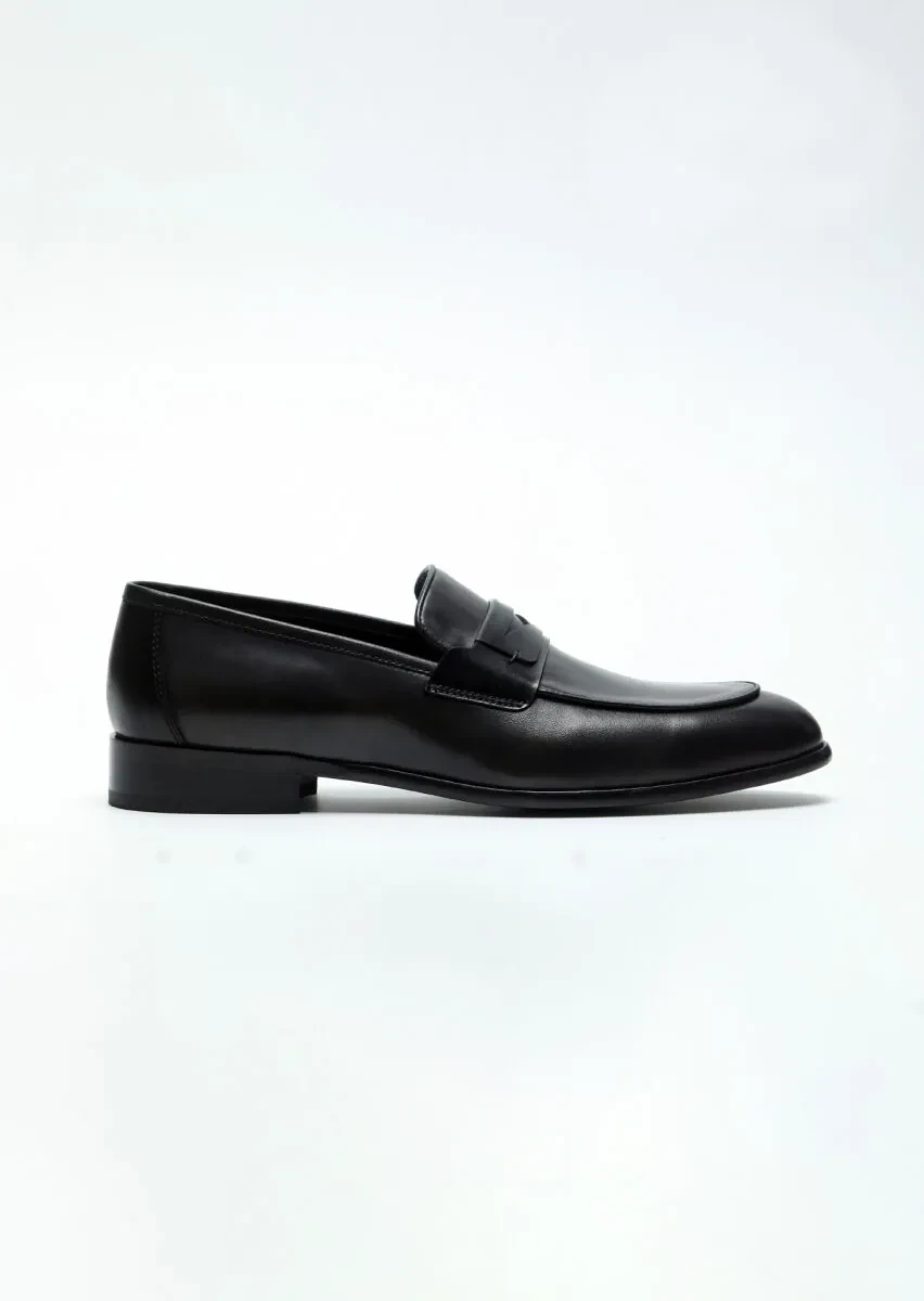 Antrasit Deri Klasik Loafer - 1