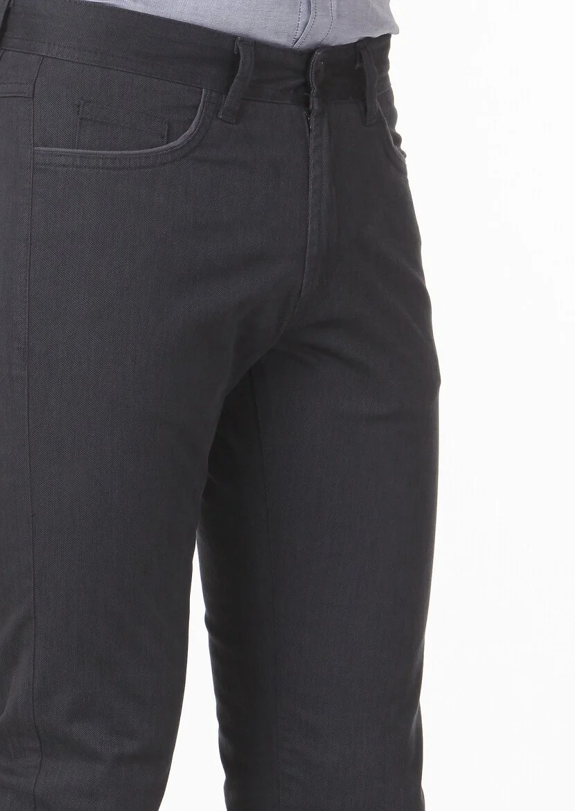 Antrasit Desenli Dokuma Slim Fit Casual Pamuk Karışımlı Pantolon - 3