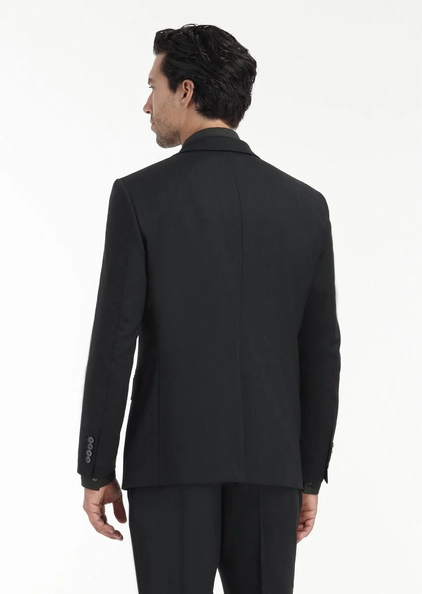 Antrasit Desenli Modern Fit Yün Karışımlı Takım Elbise - 6