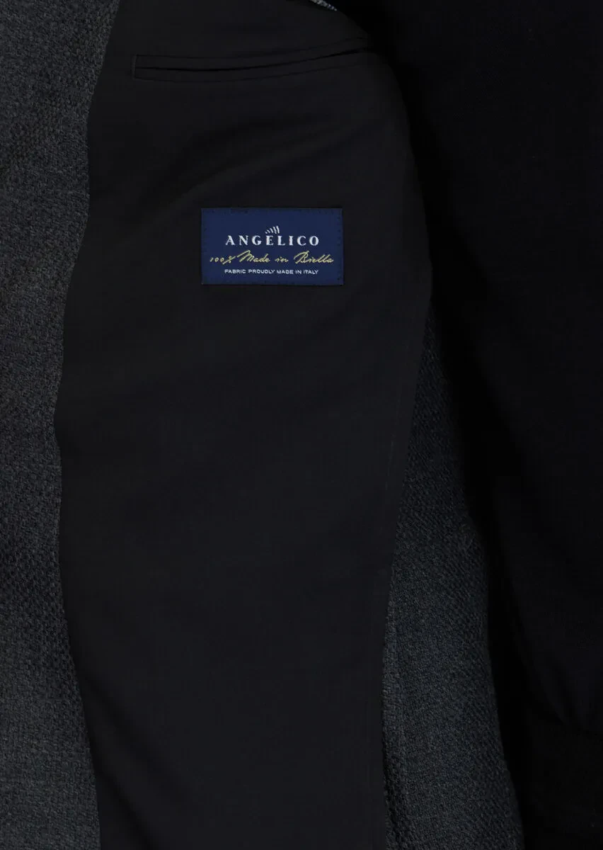 Antrasit Desenli Zeroweight Slim Fit %100 Yün Ceket - 6