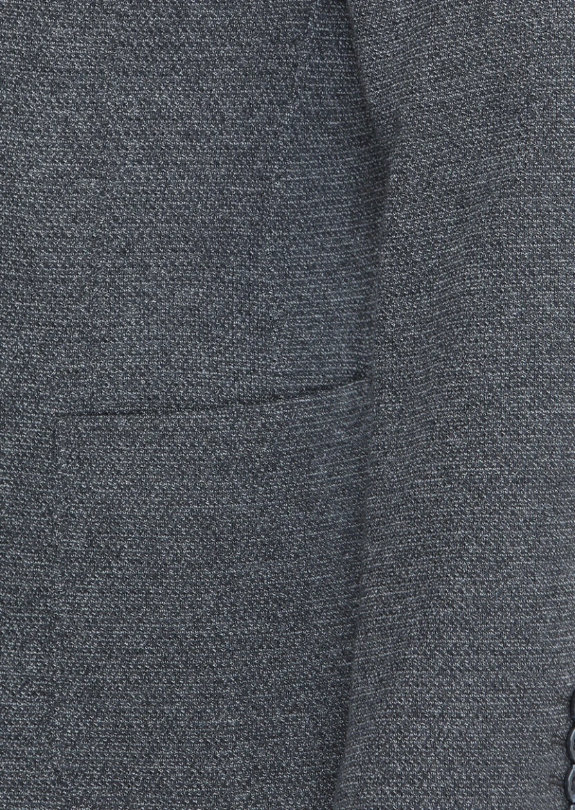 Antrasit Desenli Zeroweight Slim Fit Pamuk Karışımlı Örme Ceket - 3