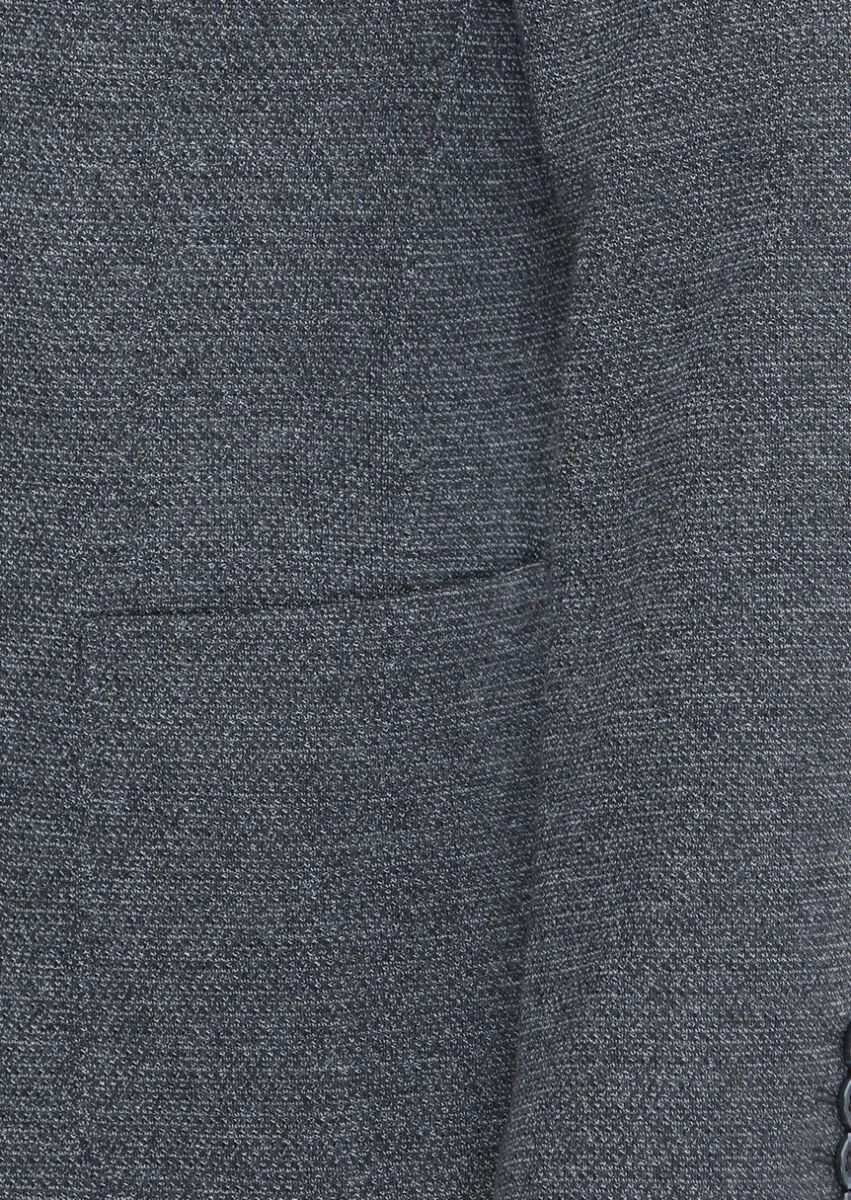 Antrasit Desenli Zeroweight Slim Fit Pamuk Karışımlı Örme Ceket - 3