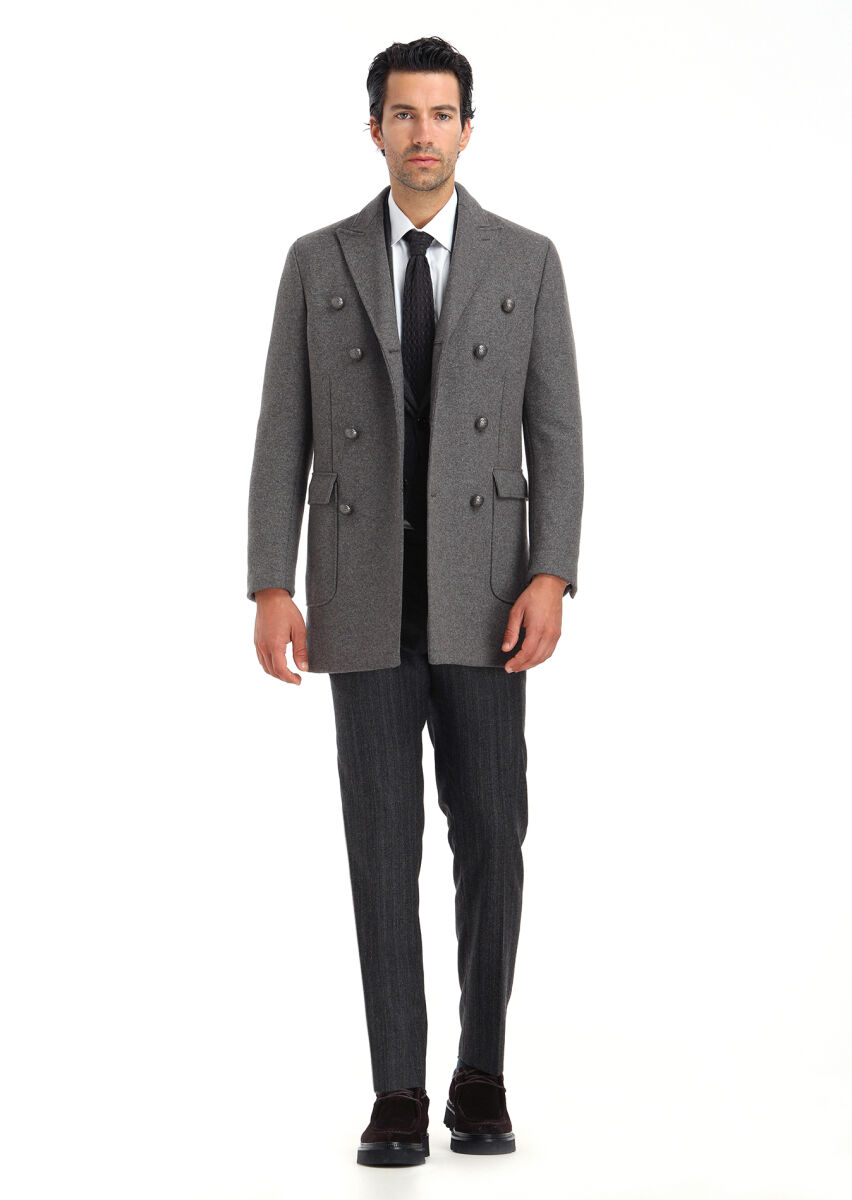 Antrasit Desenli Zeroweight Slim Fit Yün Karışımlı Takım Elbise - 2