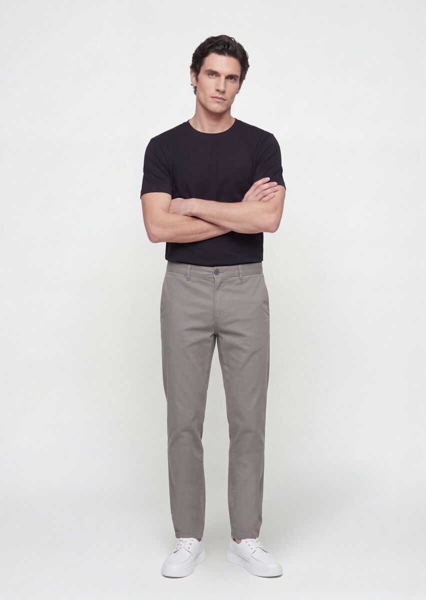 Antrasit Düz Dokuma Regular Fit Casual Pamuk Karışımlı Pantolon - 3