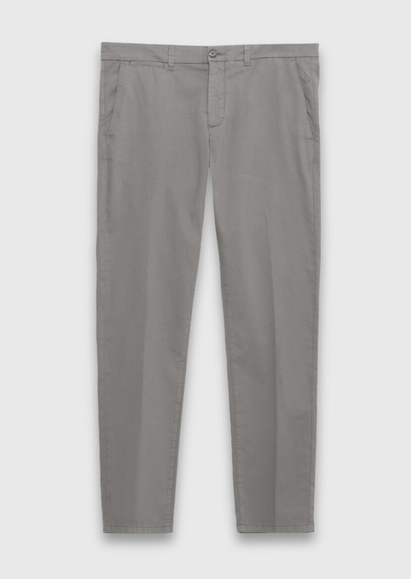 Antrasit Düz Dokuma Regular Fit Casual Pamuk Karışımlı Pantolon - 5