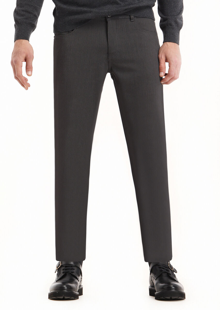 Antrasit Dokuma Slim Fit Casual Pantolon - 2