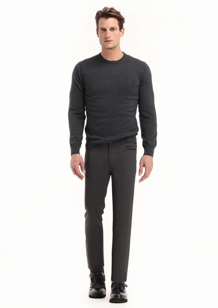 Antrasit Dokuma Slim Fit Casual Pantolon - 1