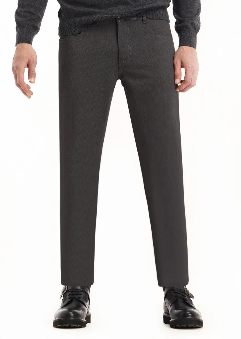 Antrasit Dokuma Slim Fit Casual Pantolon 