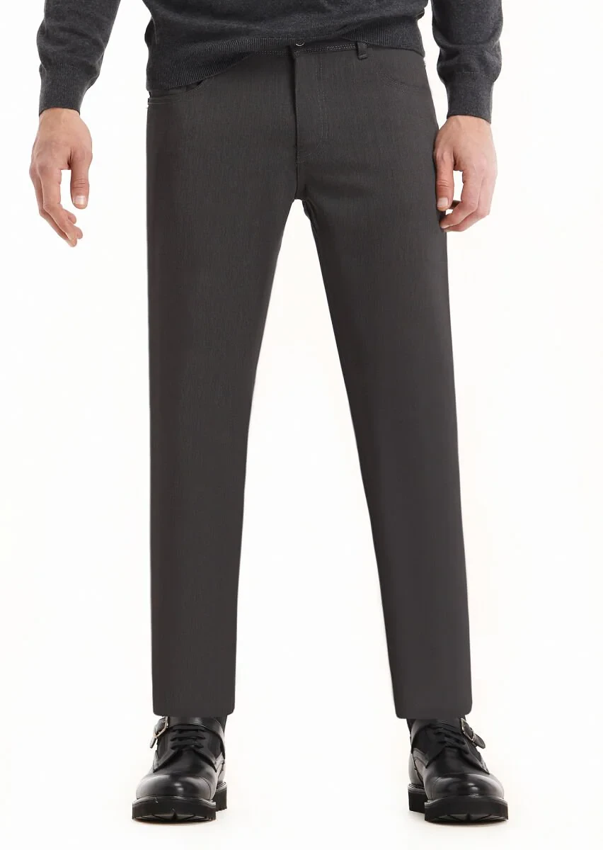 Antrasit Dokuma Slim Fit Casual Pantolon - 2