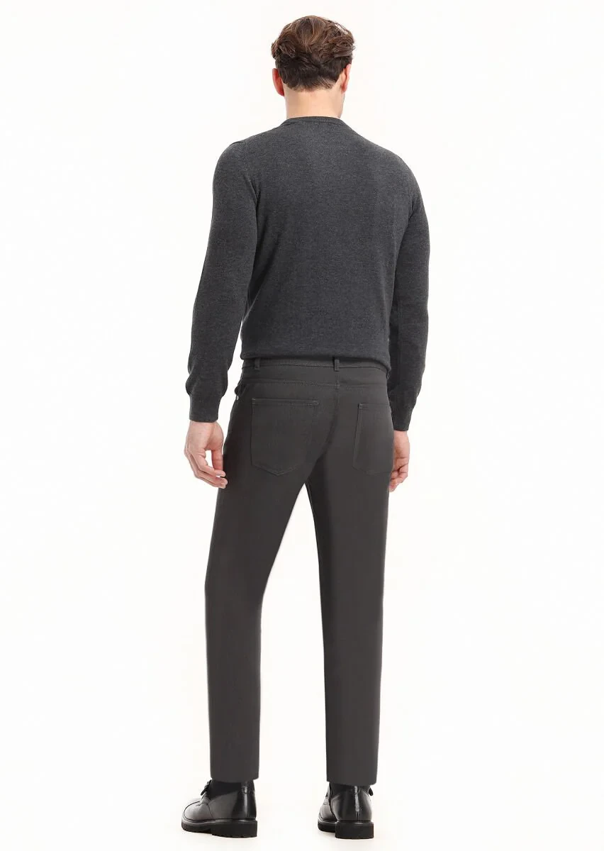 Antrasit Dokuma Slim Fit Casual Pantolon - 4