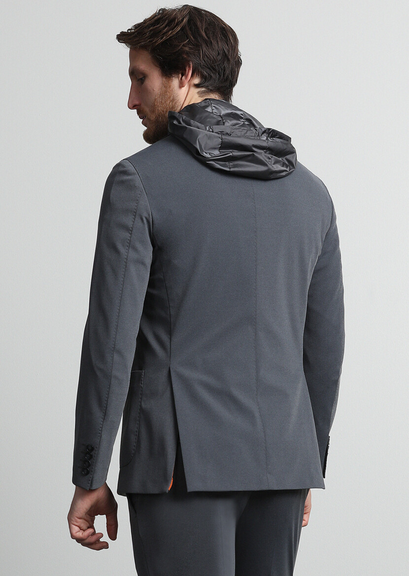 Antrasit Düz Comfort Fit Örme Takım Elbise - 3