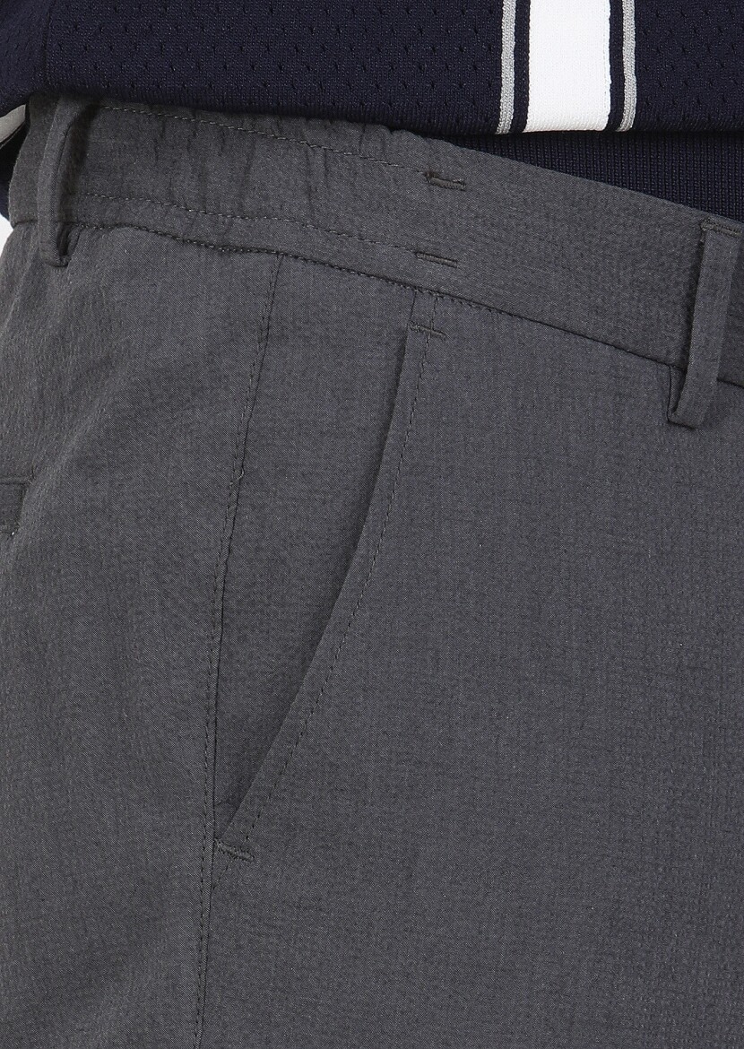 Antrasit Düz Dokuma Jogging Fit Casual Pamuk Karışımlı Pantolon - 3