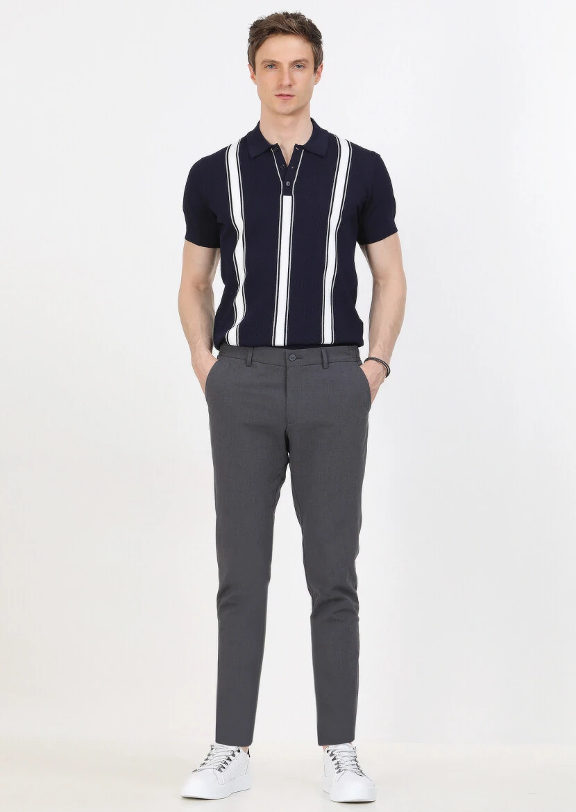 Antrasit Düz Dokuma Jogging Fit Casual Pamuk Karışımlı Pantolon - 1