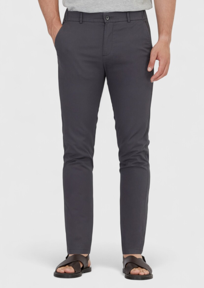 Antrasit Düz Dokuma Jogging Fit Casual Pamuk Karışımlı Pantolon 
