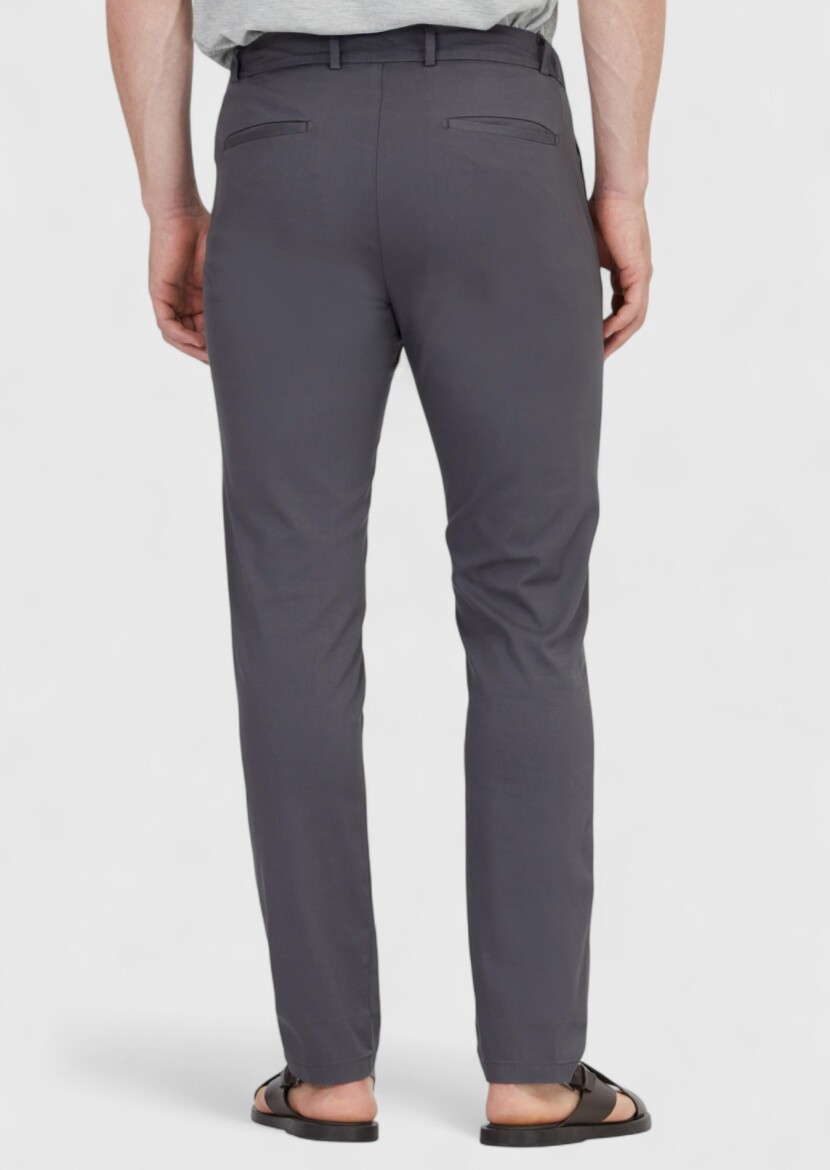 Antrasit Düz Dokuma Jogging Fit Casual Pamuk Karışımlı Pantolon - 5
