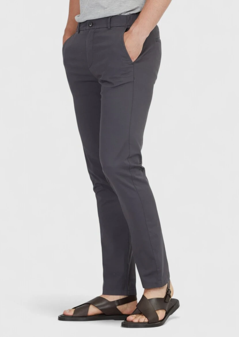 Antrasit Düz Dokuma Jogging Fit Casual Pamuk Karışımlı Pantolon - 3