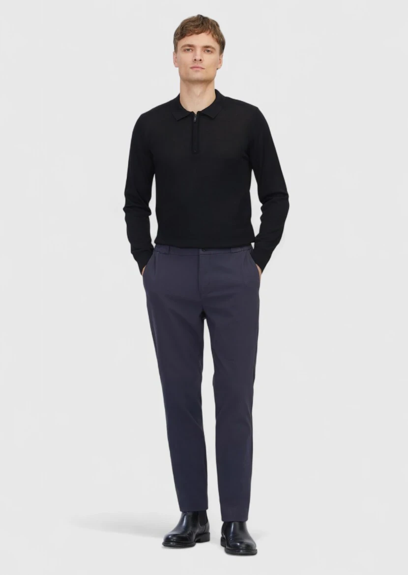 Antrasit Düz Dokuma Jogging Fit Casual Pamuk Karışımlı Pantolon - RAMSEY