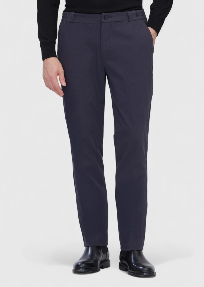 Antrasit Düz Dokuma Jogging Fit Casual Pamuk Karışımlı Pantolon - 2