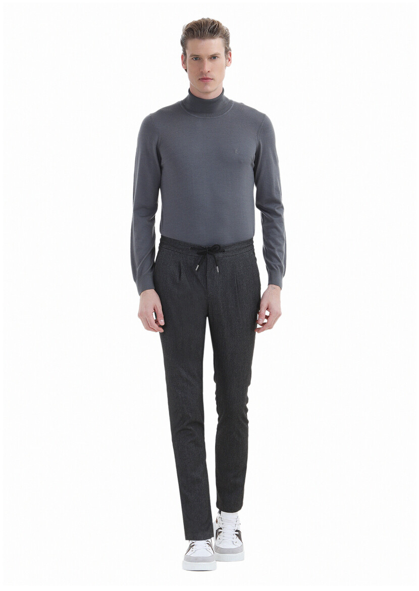Antrasit Düz Dokuma Jogging Fit Casual Pantolon - RAMSEY