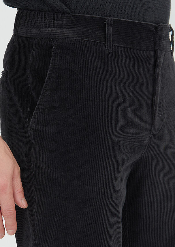 Antrasit Düz Dokuma Jogging Fit Kadife Casual Pamuk Karışımlı Pantolon - 3