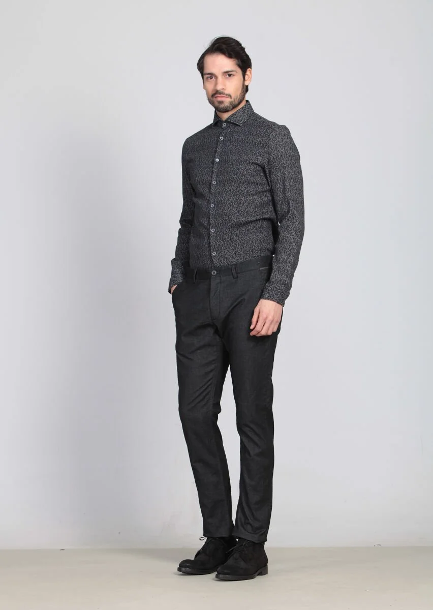 Antrasit Düz Dokuma Regular Fit Casual Pantolon - 2