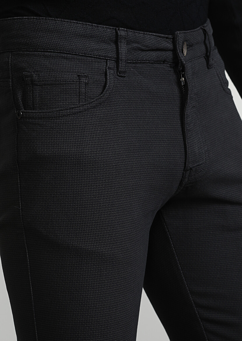 Antrasit Düz Dokuma Slim Fit Casual Pamuk Karışımlı Pantolon 
