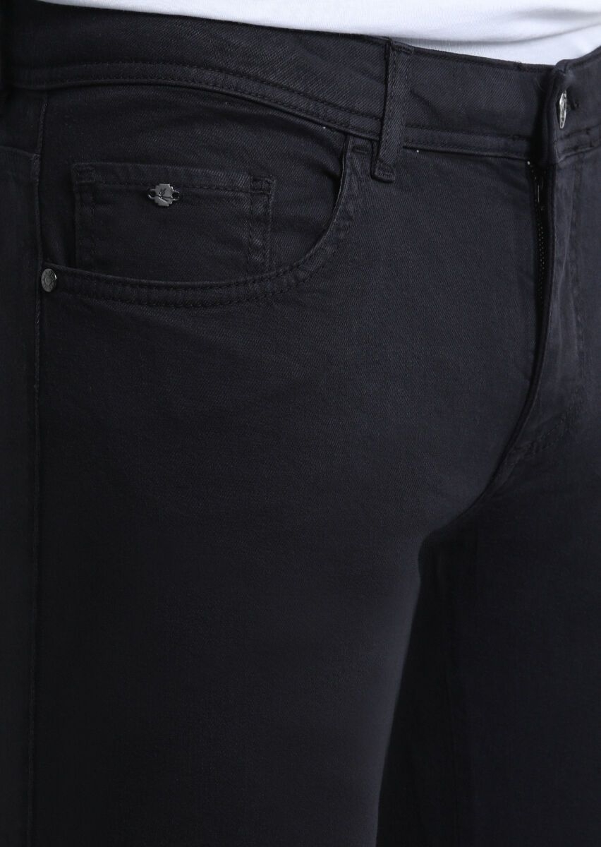 Antrasit Düz Dokuma Slim Fit Casual Pamuk Karışımlı Pantolon - 3