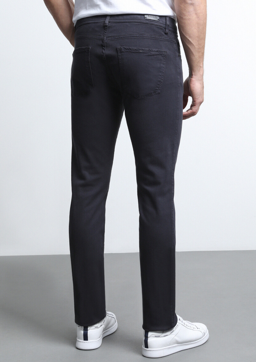 Antrasit Düz Dokuma Slim Fit Casual Pamuk Karışımlı Pantolon - 5