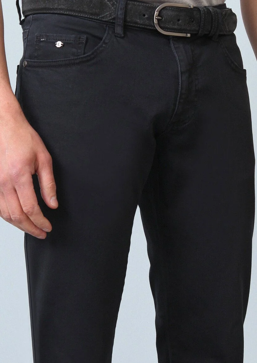 Antrasit Düz Dokuma Slim Fit Casual Pamuk Karışımlı Pantolon - 2