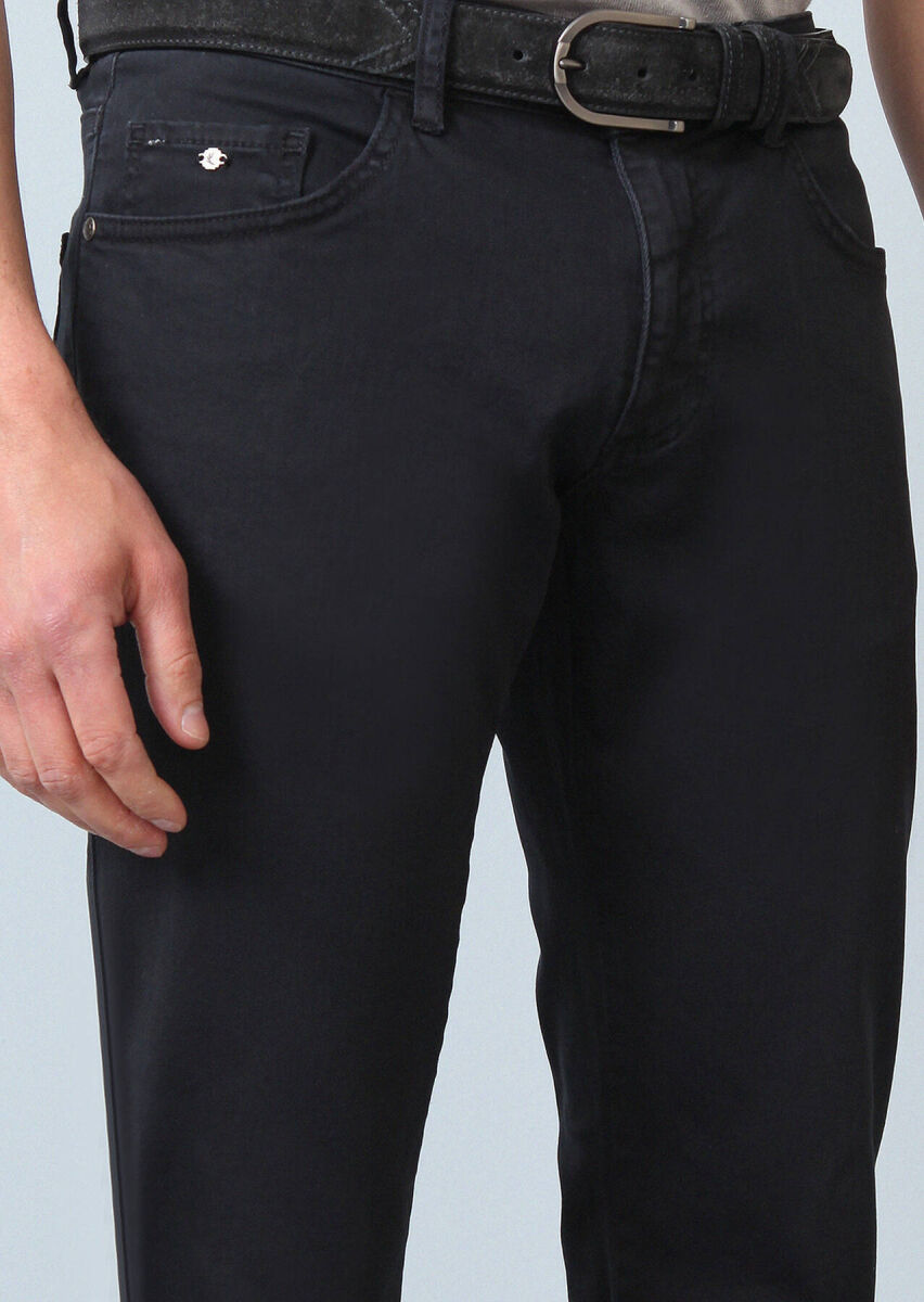 Antrasit Düz Dokuma Slim Fit Casual Pamuk Karışımlı Pantolon - 4