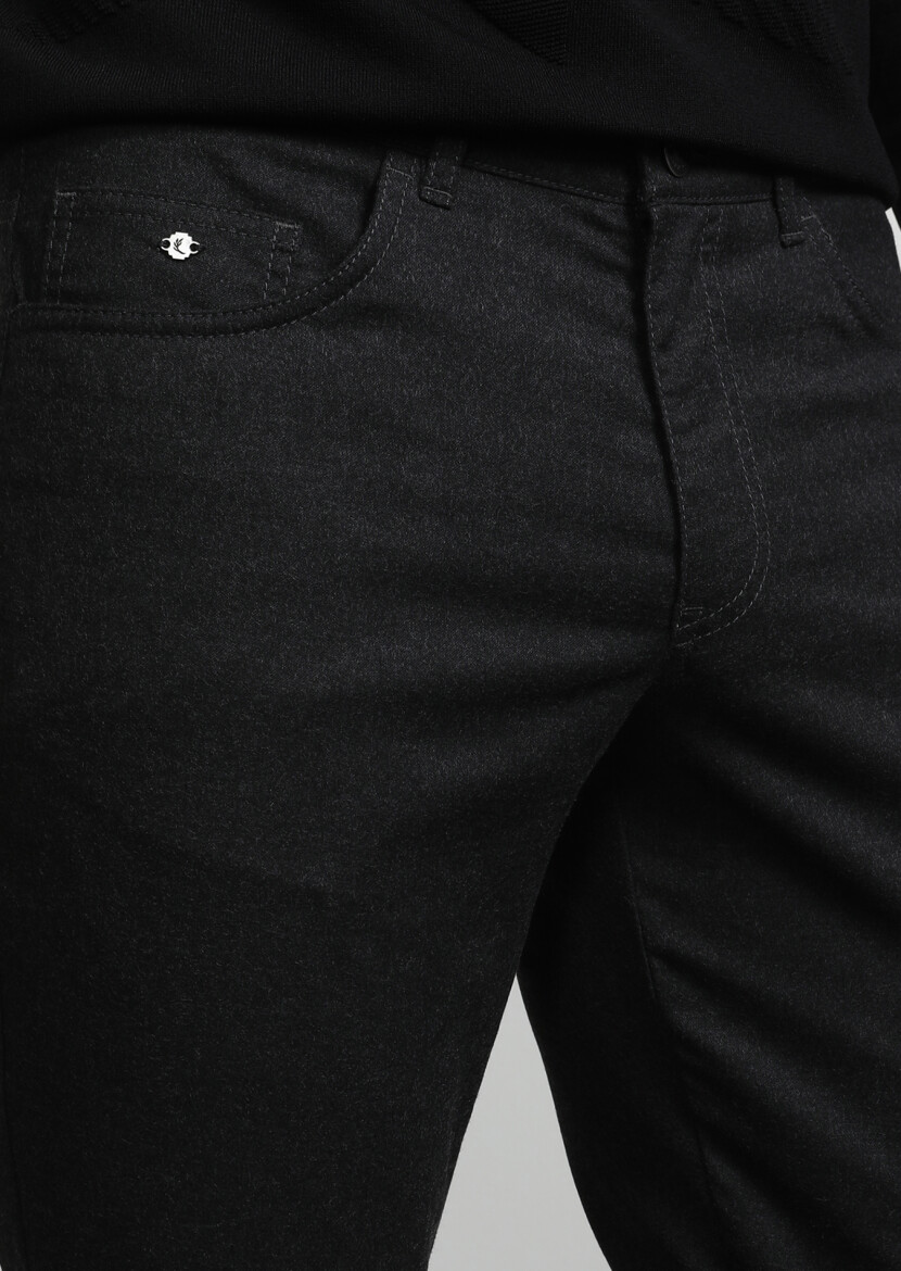 Antrasit Düz Dokuma Slim Fit Casual Pantolon - 2