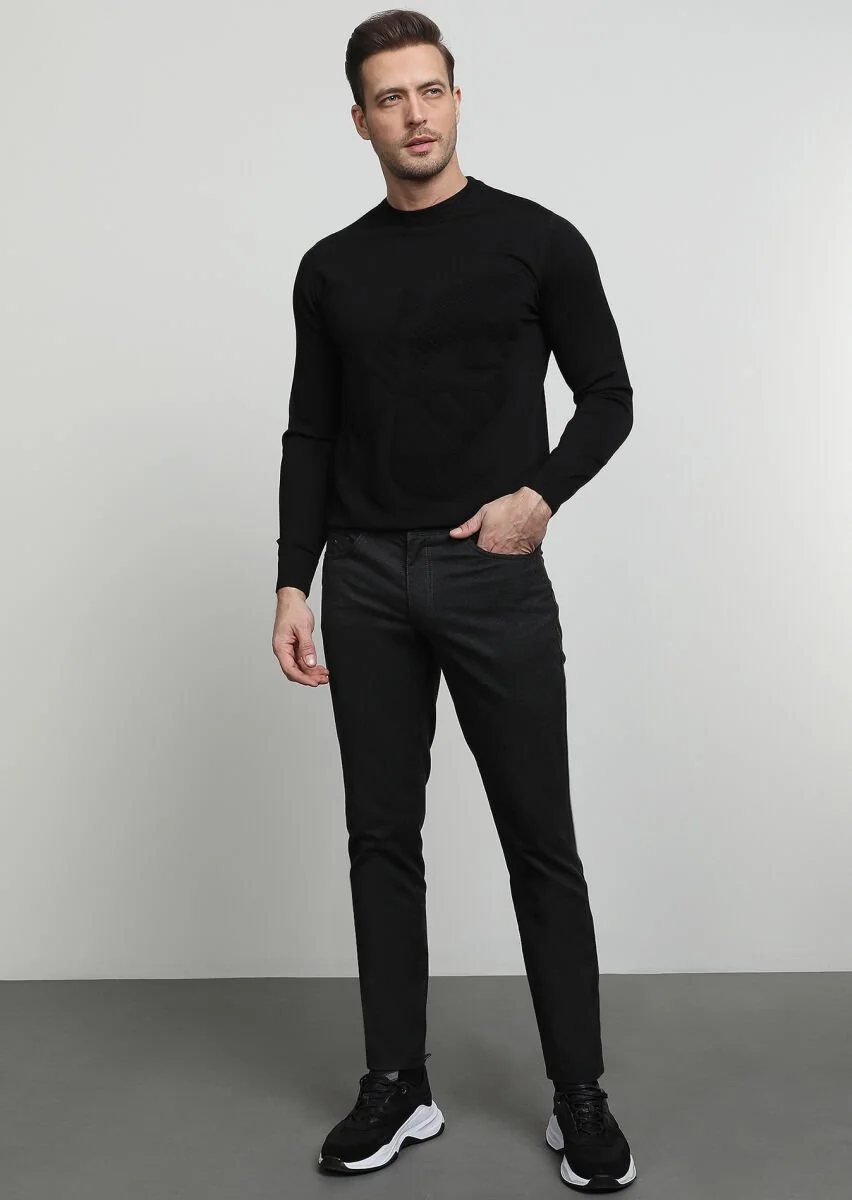 Antrasit Düz Dokuma Slim Fit Casual Pantolon - 3