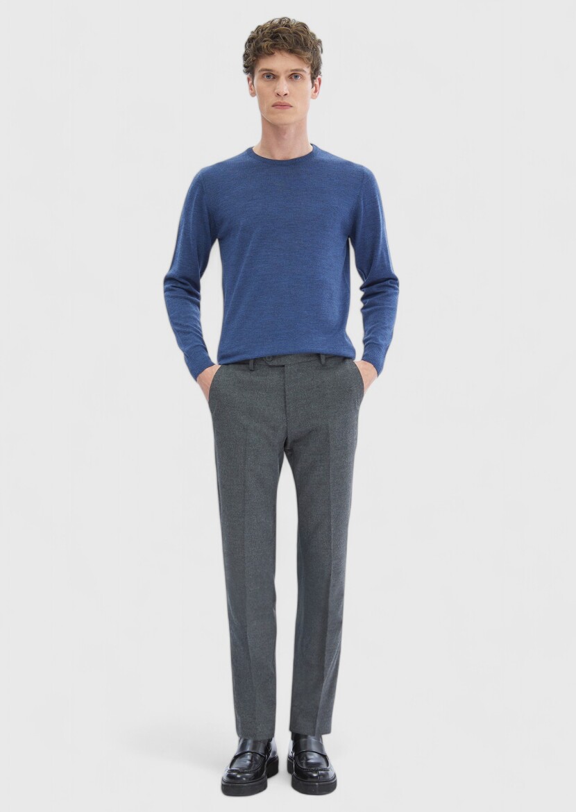 Antrasit Düz Dokuma Slim Fit Klasik Pantolon - 1
