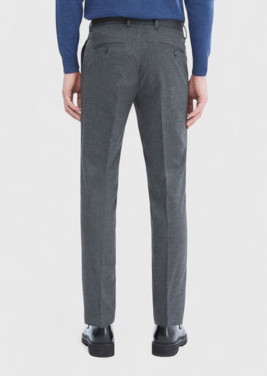Antrasit Düz Dokuma Slim Fit Klasik Pantolon - 4