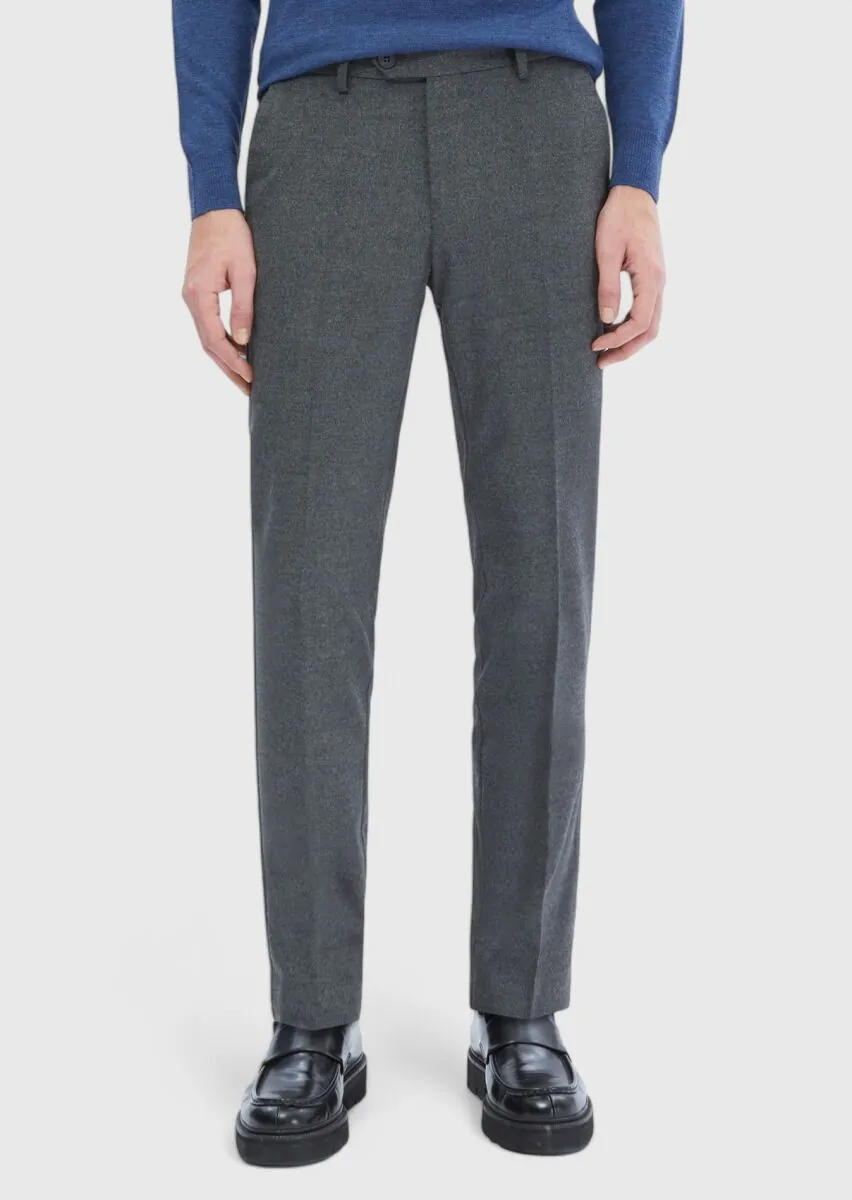 Antrasit Düz Dokuma Slim Fit Klasik Pantolon - 2