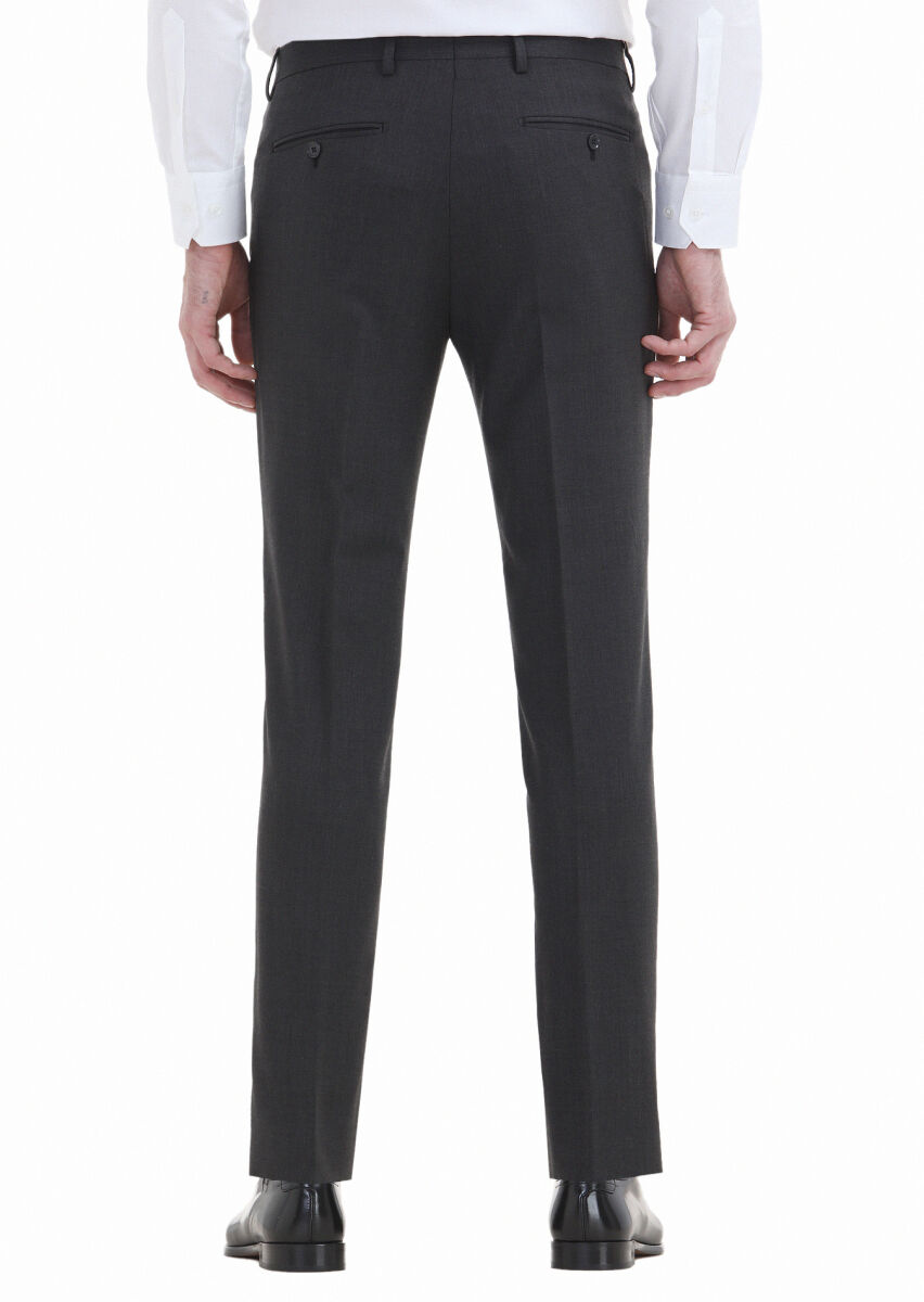 Antrasit Düz Kumaş Modern Fit Klasik Yün Karışımlı Pantolon - 3